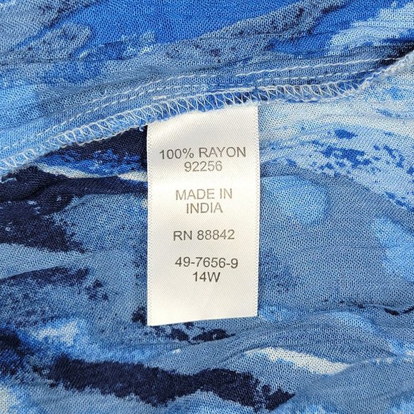 Roamans Pants Size 14 Casual Crinkle Knit Gauze Wide Leg Blue Lounge Drawstring - Picture 7 of 8